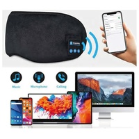 Masque de sommeil 3D en coton 5.0BT avec écouteurs intégrés, musique, occultation de la lumière, anti-rides, anti-cernes, 8 heures d'autonomie, Bluetooth 10M, 180mAH