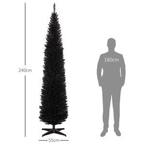 Albero di Natale Sottile con 618 Punte Realistiche, Albero di Natale Artificiale a Matita con Supporto in Plastica, Decorazioni Natalizie Nere - Product Image 6