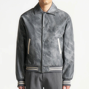 Genuine <b>Leather</b> <b>Jacket</b> Vintage Coat Breathable <b>Long</b> Spring Autumn Turn-down Collar Regular Fit Button Closure Men's <b>Jackets</b> - Product Image 4