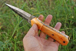 Custom Handmade Damascus Steel Double Edge Hunting <b>Knife</b> <b>Bone</b> <b>Handle</b> Fixed Blade DIY Outdoor Survival Camping <b>Knife</b> OEM Custom - Product Image 3
