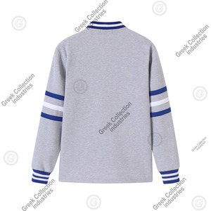 เสื้อคาร์ดิแกนแบบมีปก คอลเลคชั่นพิเศษสำหรับชมรมฟิ เบต้า ซิกมา สำหรับผู้หญิง คอวี สีเทา-น้ำเงินตัดกัน  เสื้อแจ็คเก็ตวาร์ซิตี้ผ้าฟลีซ 100% คอตตอนสำหรับผู้ชาย - Product Image 2