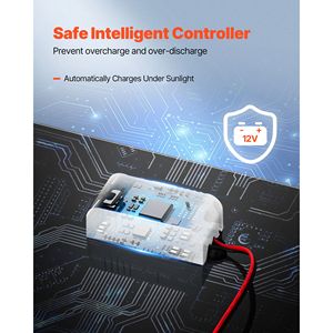 Caricabatterie Solare Intelligente 30W 12V, Caricatore Portatile per Batterie Solari, Mantenitore di Carica con 3 Connessioni C, Tensione PV Massima 5V - Product Image 3