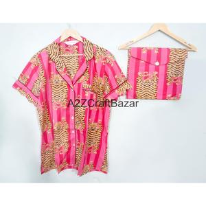 Conjunto de Pijama Kangura Hecho a Mano en India, 100% Algodón, Transpirable, Estampado Floral Vintage, Ropa de Dormir Romántica Corta para Mujer, Invierno - Product Image 2