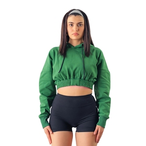 Sudadera Corta con Capucha para Mujer, Manga Larga, Tejida, Lisa, Informal, Transpirable, para Invierno, con Cremalleras, Poliéster, Estampado Digital, 160g - Product Image 1