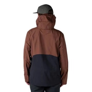 เสื้อแจ็คเก็ตสกีผู้ชายแบบมีฮู้ดกันน้ำ สีน้ำตาลดำ ตัดต่อสี  บุด้วยใยสังเคราะห์ ปิดด้วยซิป เหมาะสำหรับใส่กลางแจ้งในฤดูหนาว - Product Image 5