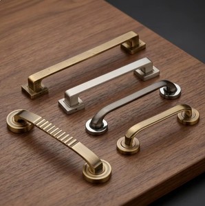 Poignée de meuble de luxe moderne en laiton massif de qualité supérieure, finition noir graphite, quincaillerie de cuisine - Product Image 2