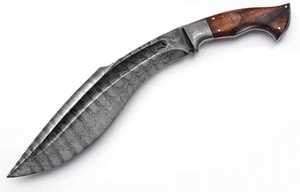 Couteau artisanal en acier Damas – Couteau utilitaire à lame fixe pour l'extérieur avec manche ergonomique en bois - Product Image 5