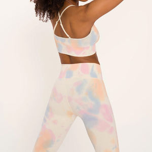 OEM Professional Women's Yoga Set Plus Size Breathable Quick Dry Solid Pattern Active Stretch Stitch <b>Elastic</b> Waist Closure <b>Belt</b> - Product Image 2