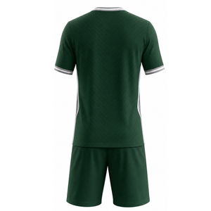 Ensemble d'uniformes de football vert foncé classique avec bordures argentées et blanches, uniforme de football sublimé - Product Image 2