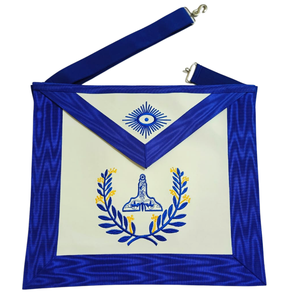 Freemason Apron Collar <b>Gloves</b> Set Embroidered Blue White Masonic Regalia Senior Warden Officer Set - Product Image 5