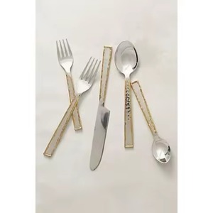 Ensemble de couverts en laiton faits à la main, couverts de luxe pour la salle à manger, cuillère, fourchette, couteau, vaisselle élégante pour la maison et les restaurants - Product Image 4