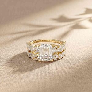 Modern Moissanite 2CT Emerald Cut Half Eternity Band <b>Ring</b> 925 Silver Fine Jewelry Wishes Party Gift For <b>Friends</b> - Product Image 3