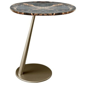 Midcentury Modern Brass <b>Round</b> Pedestal <b>Side</b> <b>Table</b> Metal Accent End <b>Table</b> Rimmed Metal Top Cocktail <b>Table</b> - Product Image 6