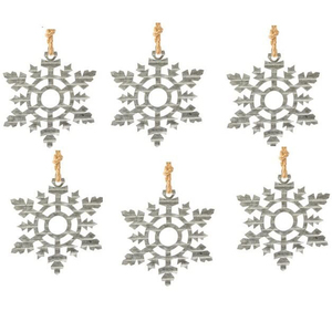 Adorno Rústico de Copo de Nieve de Metal Galvanizado, Placa Vintage de Zinc Corrugado con Detalles de Cuerda de Yute, Decoración Festiva para Árbol de Navidad o Puerta - Product Image 5