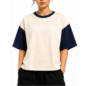 Custom Womens Boxy T Shirts Heavyweight Cotton Oversized Short Sleeve Casual Tee Wholesale OEM ODM Private Label Clothing Boxy - Product Image 1