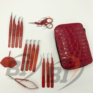 Pinzas de extensión de pestañas probadas a mano de acero inoxidable japonés sostenible con revestimiento de Color rojo/Espejo de Pestañas/tijera/pinzas Pou - Product Image 4
