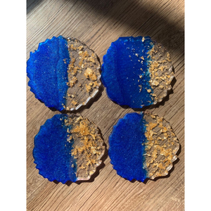 Luxurious Geode <b>Agate</b> Style Epoxy Resin <b>Coaster</b> Set With Elegant Gold Flakes Heat Resistant Round Irregular Drink Mat On Sale - Product Image 5