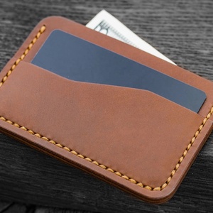 Cartera de cuero curtido hecha a mano Vintage de alta calidad, tarjetero, negro, marrón, mínimo, para uso diario, tarjetas de regalo - Product Image 1