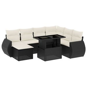Conjunto de Sofá de Jardín con Reposabrazos Ajustables Grandes, Colección de Ratán Sintético Negro - Product Image 2