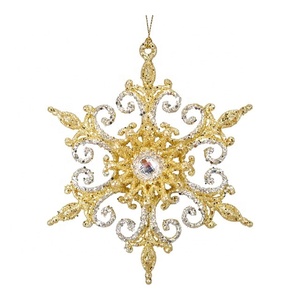 Dernier design unique de décoration de Noël et du Nouvel An, flocon de neige en acrylique argenté, or clair, rouge, or rose, paillettes dorées - Product Image 3