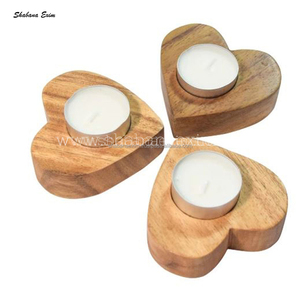 Décorations de Noël personnalisées faites à la main en bois écologique Bougie en forme de cœur artisanal en bois Décoration de fête de Noël - Product Image 1