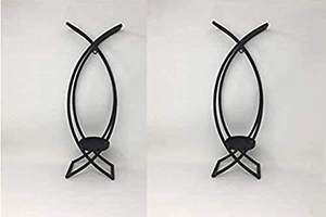 Appliques murales décoratives en fer forgé pour bougies, style moderne, à deux supports, pour cheminée, cuisine, salle à manger - Product Image 2