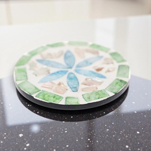 Handmade Shell <b>Mosaic</b> Drink MOP Inlay Coasters with Holder Modern Design Round Shape 10 CM Diameter From REHMAN <b>CRAFT</b> - Product Image 2