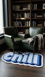 Unique Chill Typography Hand Tufted Area <b>Rug</b> Blue 3D Letter Design Floor Carpet for Living Room Bedroom and Lounge <b>Space</b> - Product Image 4