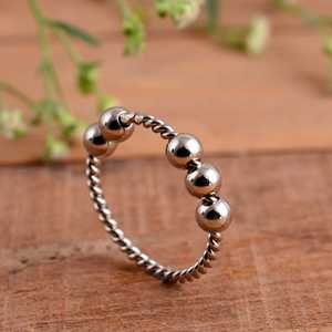 925 Sterling Silver Hammered Bypass <b>Ring</b> Adjustable Minimalist <b>Open</b> Band Unisex Handcrafted Geometric Wedding Anniversary Gift - Product Image 4