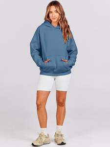 Haute qualité sweat à capuche pour femme polaire surdimensionné sweat goutte épaule à manches longues athlétique pull d'entraînement - Product Image 6