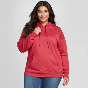 เสื้อฮู้ดดี้ผู้หญิงไซส์ใหญ่ ทรงปกติ ผ้าโพลีเอสเตอร์/ไนลอน ขนฟลีซ เสื้อกันหนาวมีกระเป๋าปักลาย รับผลิตแบบ OEM ODM - Product Image 3