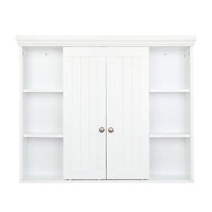 Spedizione gratuita Mobiletto da bagno bianco YJ a doppia anta, mobiletto da parete per bagno - Product Image 1