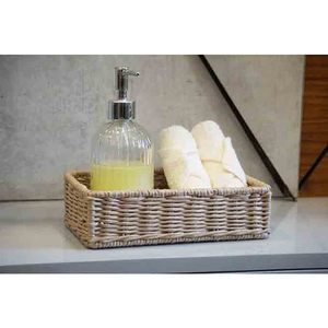 Modern Woven Rattan Rectangular Handcrafted Eco Friendly Precision Made Multipurpose <b>Storage</b> <b>Basket</b> for Kitchen & Living Room - Product Image 4