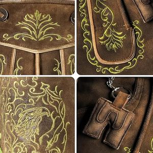 Pantalones de Cuero Bordados de Estilo Antiguo para Hombre, Talla Grande |   Pantalones Cortos de Cuero Bávaro con Aspecto Antiguo |   Hecho a Mano, Ecológico, para el Verano - Product Image 6