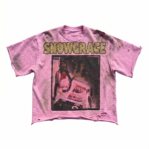 T-shirt à manches courtes et col rond pour homme Snowgrace, style streetwear, surdimensionné, en jersey 100% coton respirant, logo personnalisé - Product Image 1
