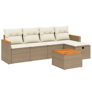 Ensemble de canapés de jardin en rotin PE beige avec structure en acier thermolaqué et bois d'acacia, mobilier d'extérieur de haute qualité - Product Image 2