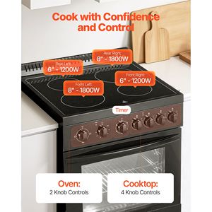 Compact 24 Electric <b>Range</b> Oven with 2.7 Cu. Ft. Capacity Stainless Steel 4-Burner Kitchen Stove Easy to Use Freestanding Oven - Product Image 3