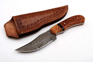 Couteau à dépecer Damas, outil d'extérieur, couteau à dépecer courbé en acier Damas, couteau à dépecer Damas fait main, outil de chasse - Product Image 4