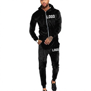 Latest Custom Design Wholesale Winter Sport Running Basketball Hoodie & Pants Suit Windproof Blank <b>Velour</b> Men <b>Tracksuits</b> - Product Image 2