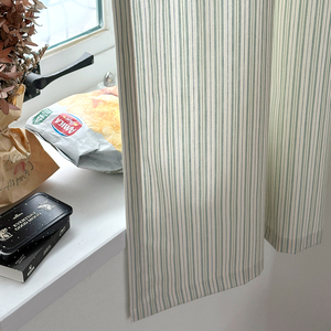 Rideau de séparation de pièce léger personnalisable en coton/lin tissé rayé - 83x130cm, passe-tringle, translucide, pour bureau, café, maison - Product Image 3