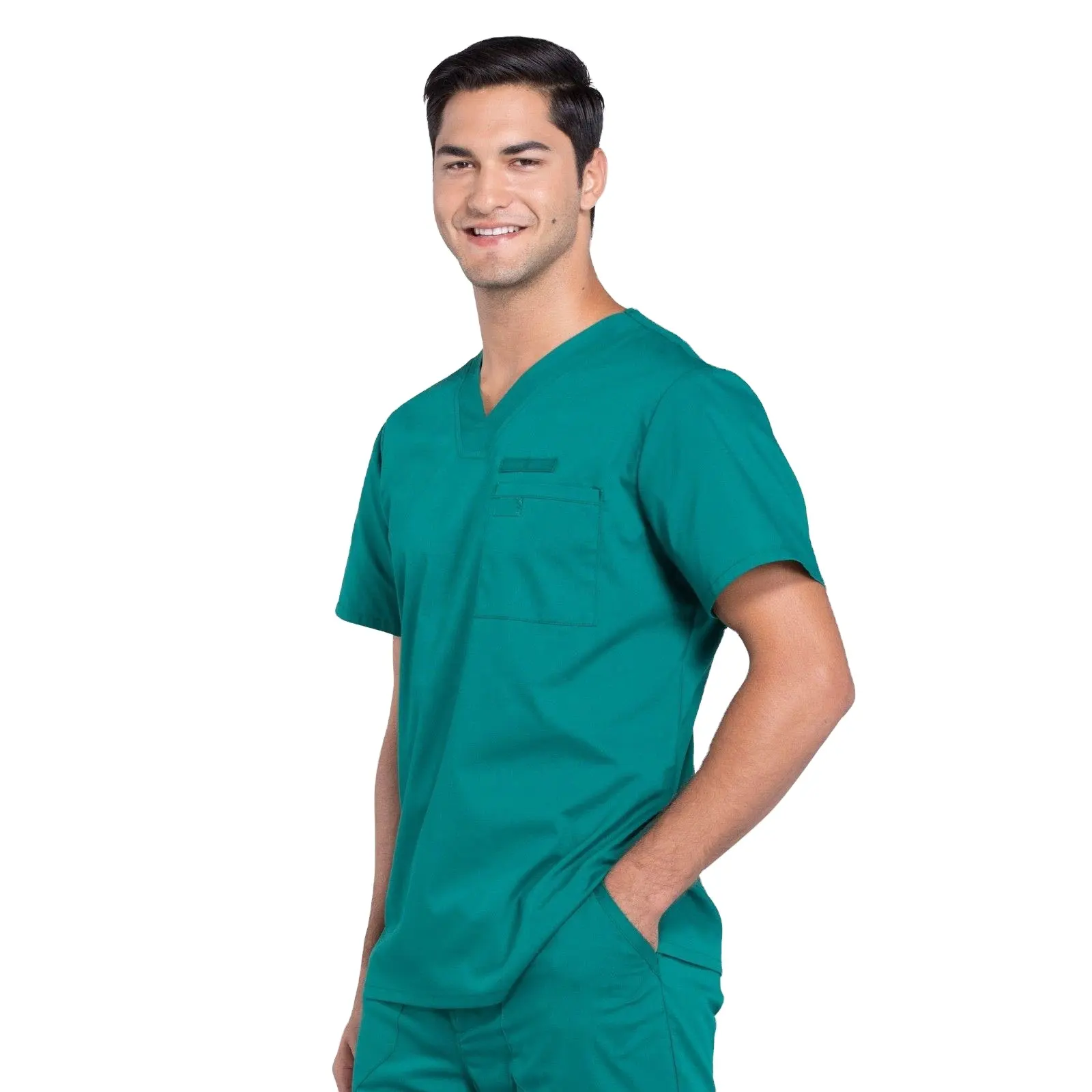 Uniforme médico para hombre, de alta calidad uniforme médico, excelente tono verde, ajuste personalizado, cómodo, 100% tela de algodón, uniforme de Hospital, médico, transpirable