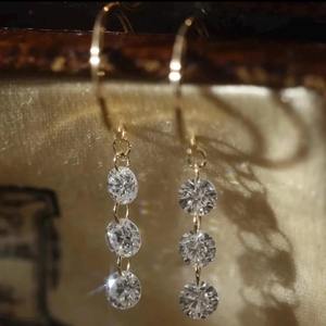 Pendientes colgantes de oro macizo de 14K con diamante cultivado en laboratorio de 3 quilates, diseño de diamante flotante, pendientes de diamante danzante, con certificado IGI - Product Image 5