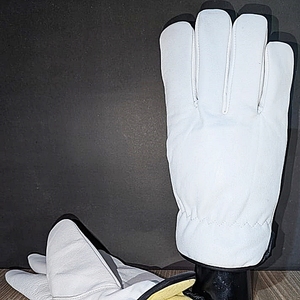 Guante de Trabajo Protector de Cuero Blanco, Resistente a Impactos Nivel 1 ANSI, Aislado para el Frío, con Orificio para el Pulgar, Uso General - Product Image 6