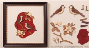 <b>Framed</b> Wooden <b>Wall</b> Art Carved Birds And Flowers Traditional Decor For Living Room - Product Image 6