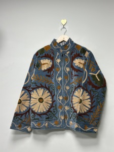 Handcrafted Velvet Suzani Embroidered Bomber Jacket Women Vintage Floral Bohemian <b>Coat</b> Warm Autumn Winter Breathable Cotton - Product Image 1