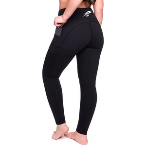 Leggings de sport noirs extensibles pour femmes, taille mi-haute, en Spandex/Polyester, pour la course et le yoga, avec logo personnalisé - Product Image 2