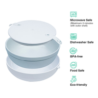 Hotselling BPA-vrije voedselveilige 23oz/700ml stapelbare wit-blauwe moderne lunchbox met SK-deksel, makkelijk schoon te maken, voor volwassenen, enkelvoudig, porselein.