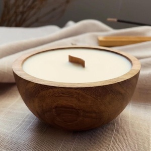 <b>Wooden</b> Oval Candle Holder Set With Three Tea Lights For Home Decoration - Product Image 4