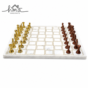 Luxury Brass Modern <b>Chess</b> Set with Black and Blue Square <b>Board</b> Decorative Handmade Tabletop Strategy <b>Game</b> - Product Image 3