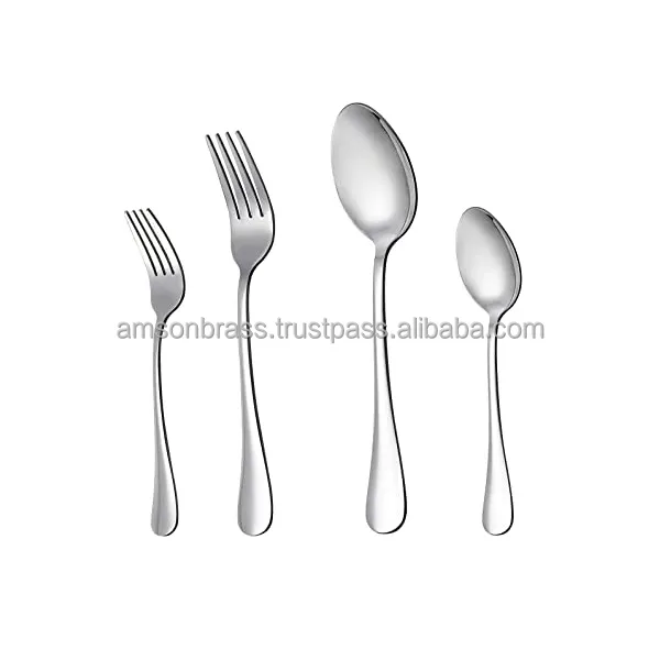 Stainless Steel Cutlery Set Silver Antique Finished Metal Stainless Steel Household Flatware Premium Quality Handle Cutlery